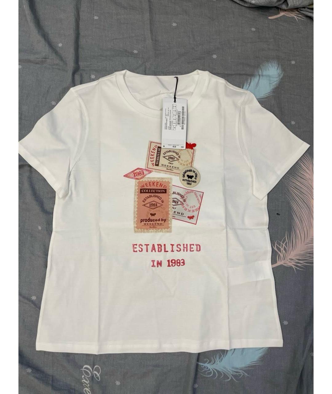 WEEKEND MAX MARA Белая хлопковая футболка, фото 5
