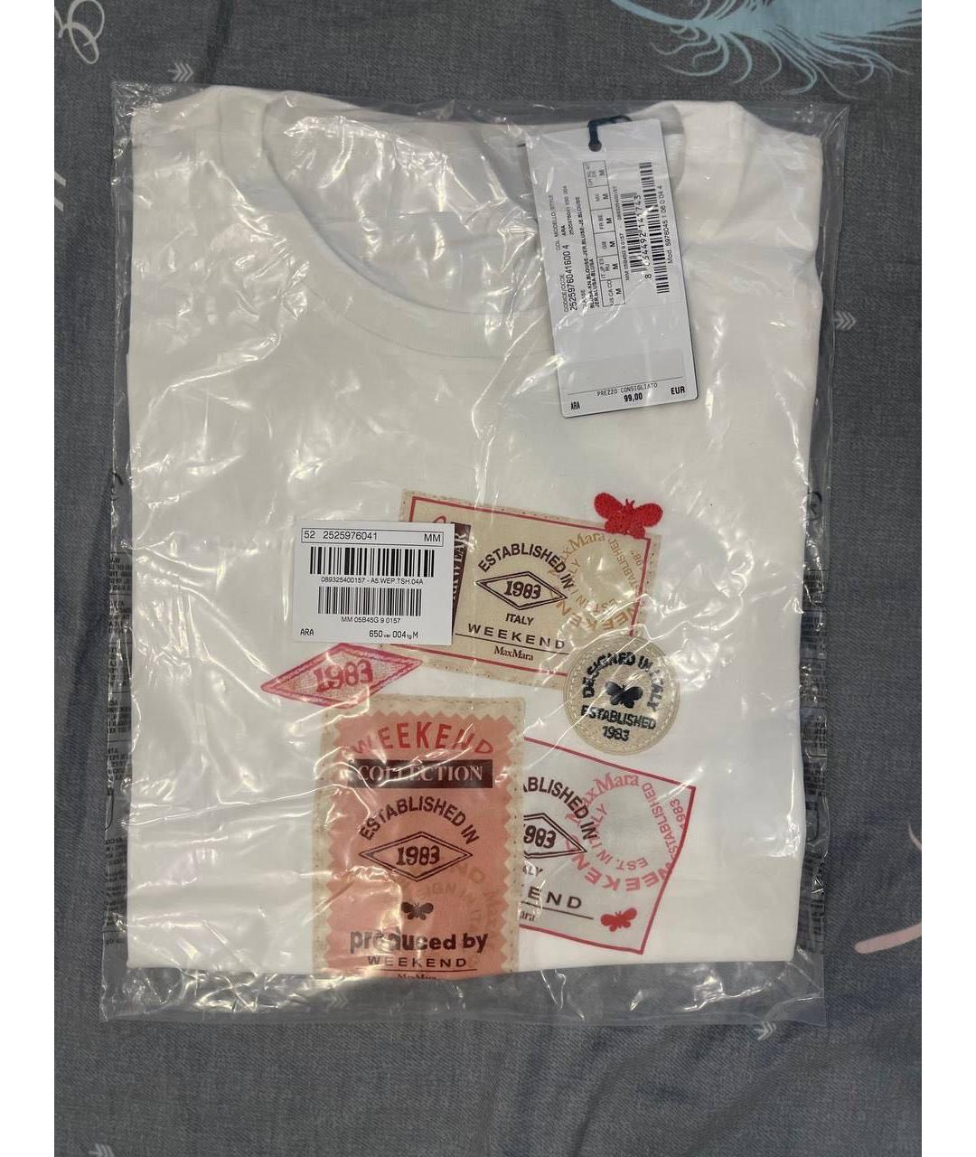 WEEKEND MAX MARA Белая хлопковая футболка, фото 3