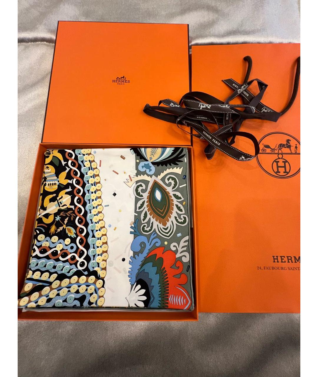 HERMES Мульти шелковый платок, фото 4