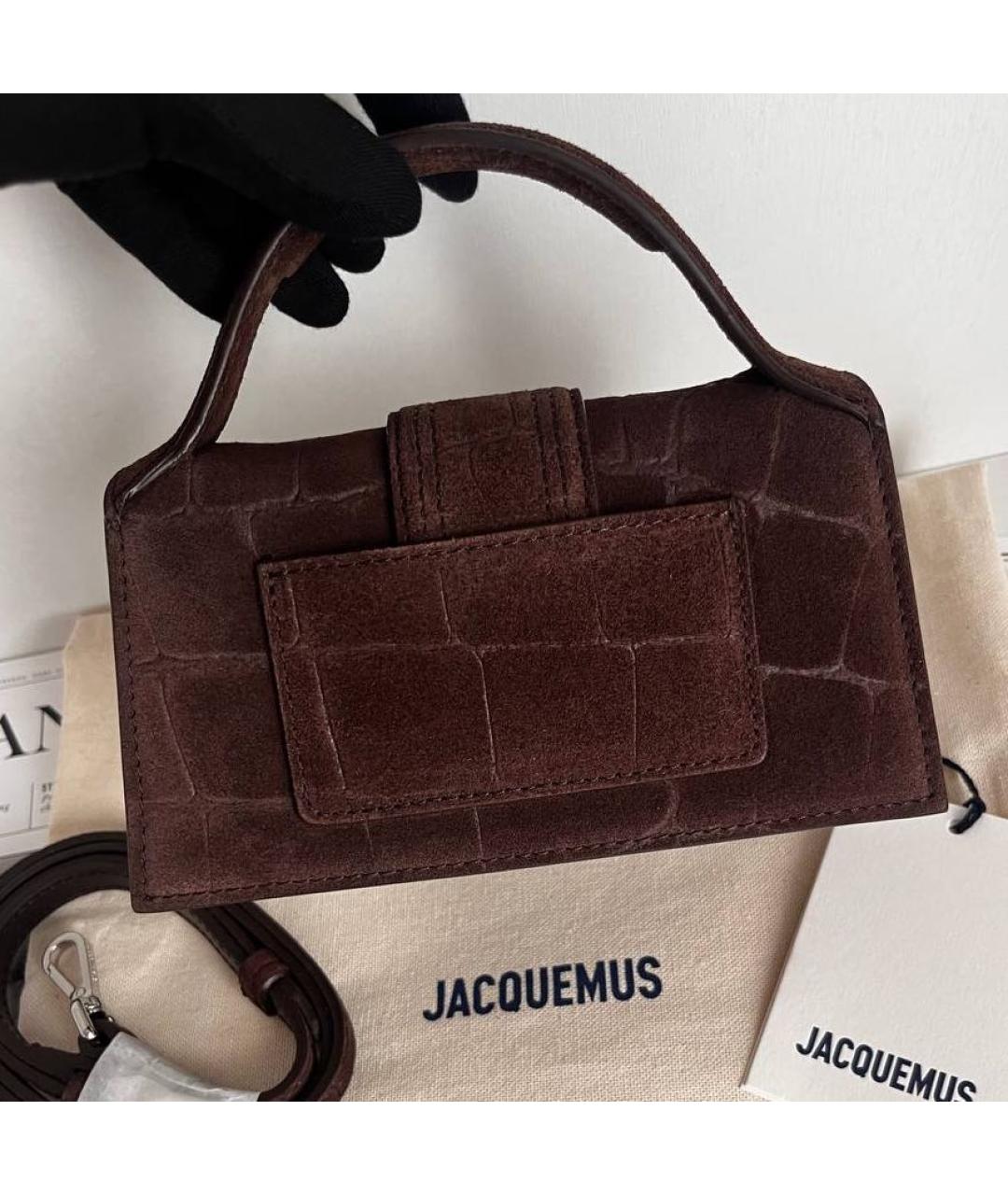 JACQUEMUS Коричневая замшевая сумка через плечо, фото 5