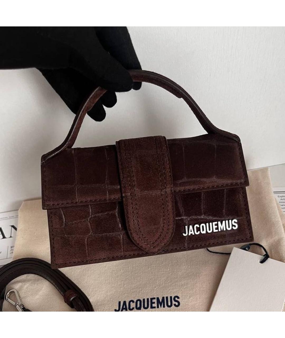 JACQUEMUS Коричневая замшевая сумка через плечо, фото 2