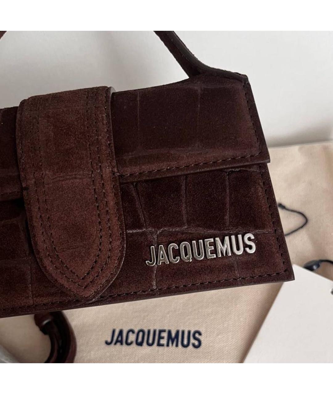 JACQUEMUS Коричневая замшевая сумка через плечо, фото 3