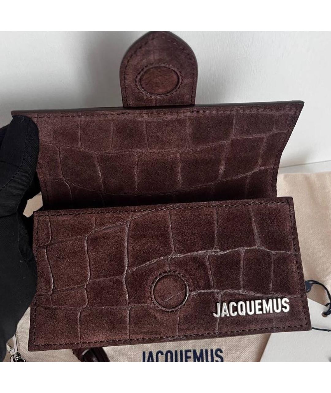 JACQUEMUS Коричневая замшевая сумка через плечо, фото 4