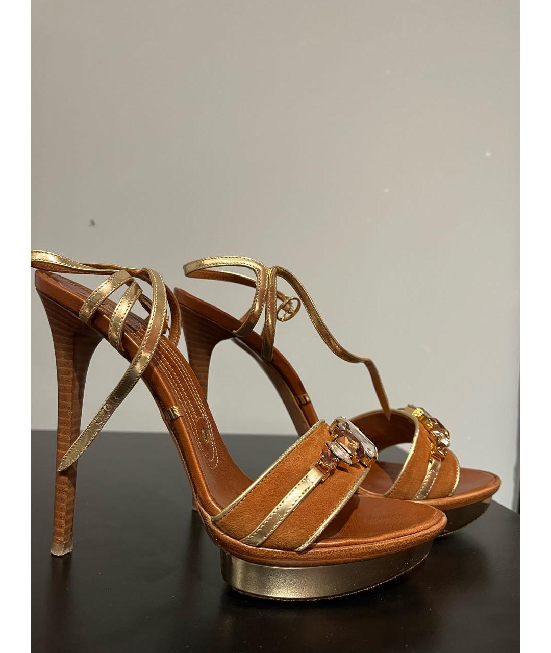 GIAN MARCO LORENZI Коричневые кожаные босоножки, фото 5