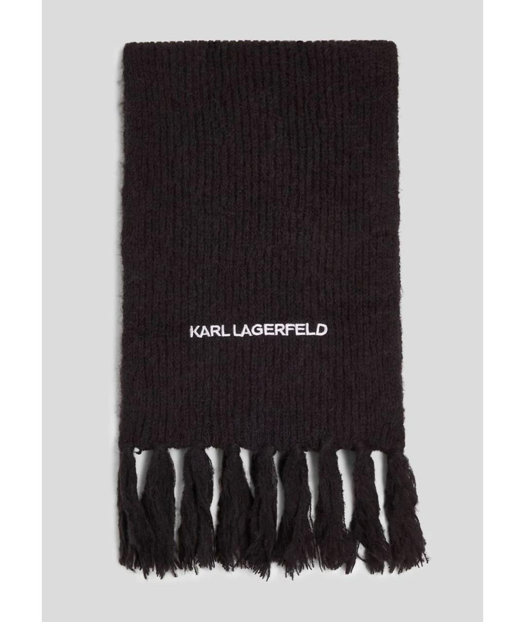 KARL LAGERFELD Черный шерстяной шарф, фото 5