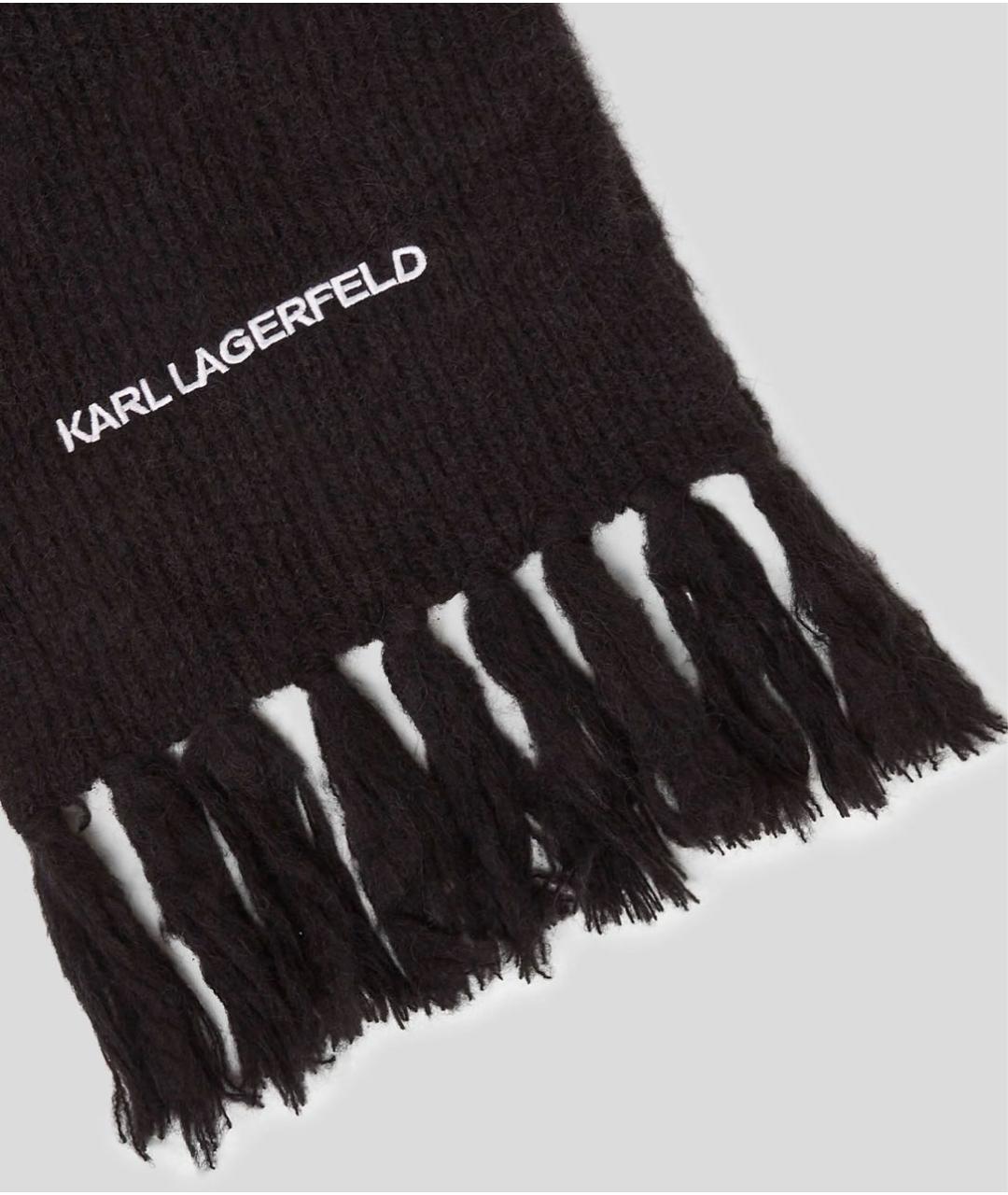 KARL LAGERFELD Черный шерстяной шарф, фото 4