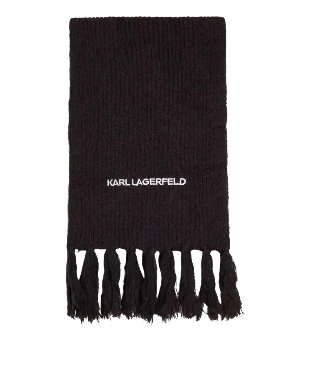 KARL LAGERFELD Черный шерстяной шарф, фото 1