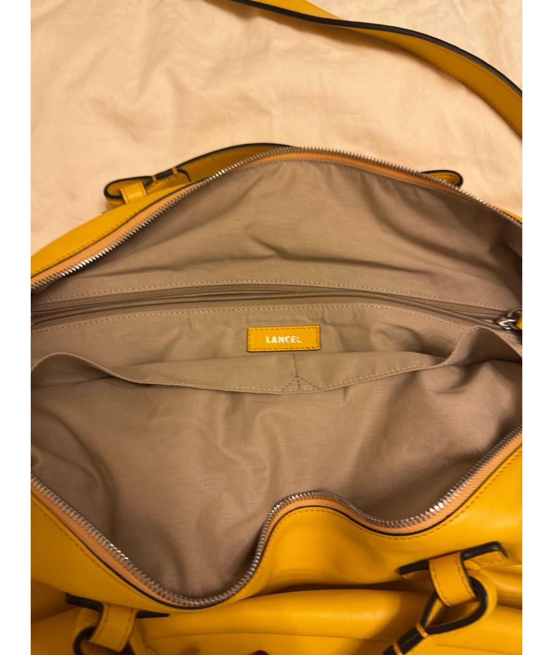LANCEL Горчичная сумка тоут из искусственной кожи, фото 7