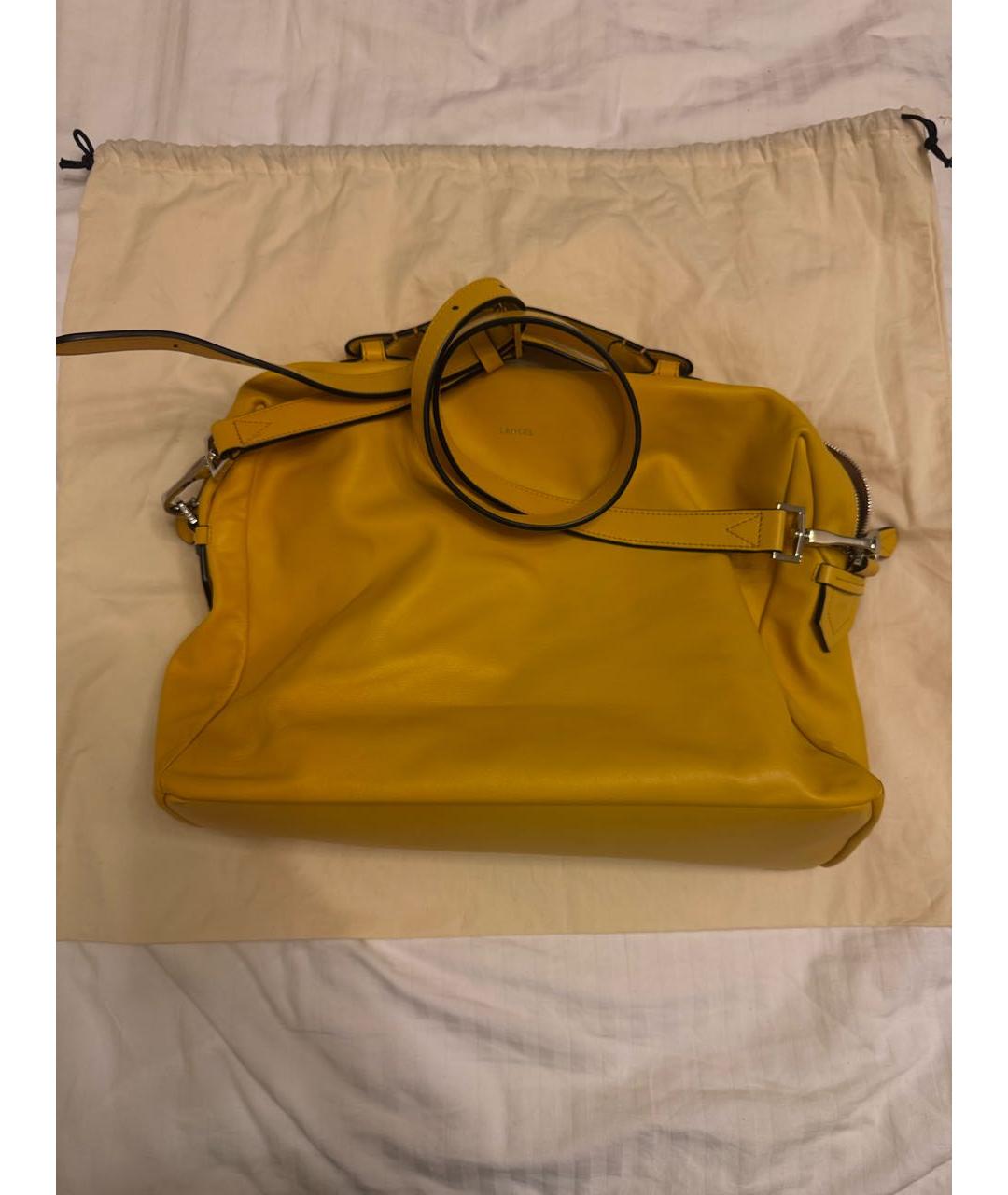 LANCEL Горчичная сумка тоут из искусственной кожи, фото 8