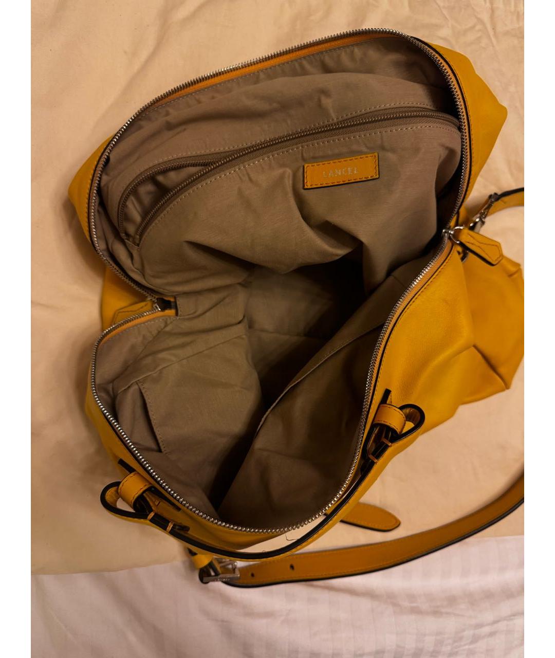 LANCEL Горчичная сумка тоут из искусственной кожи, фото 4