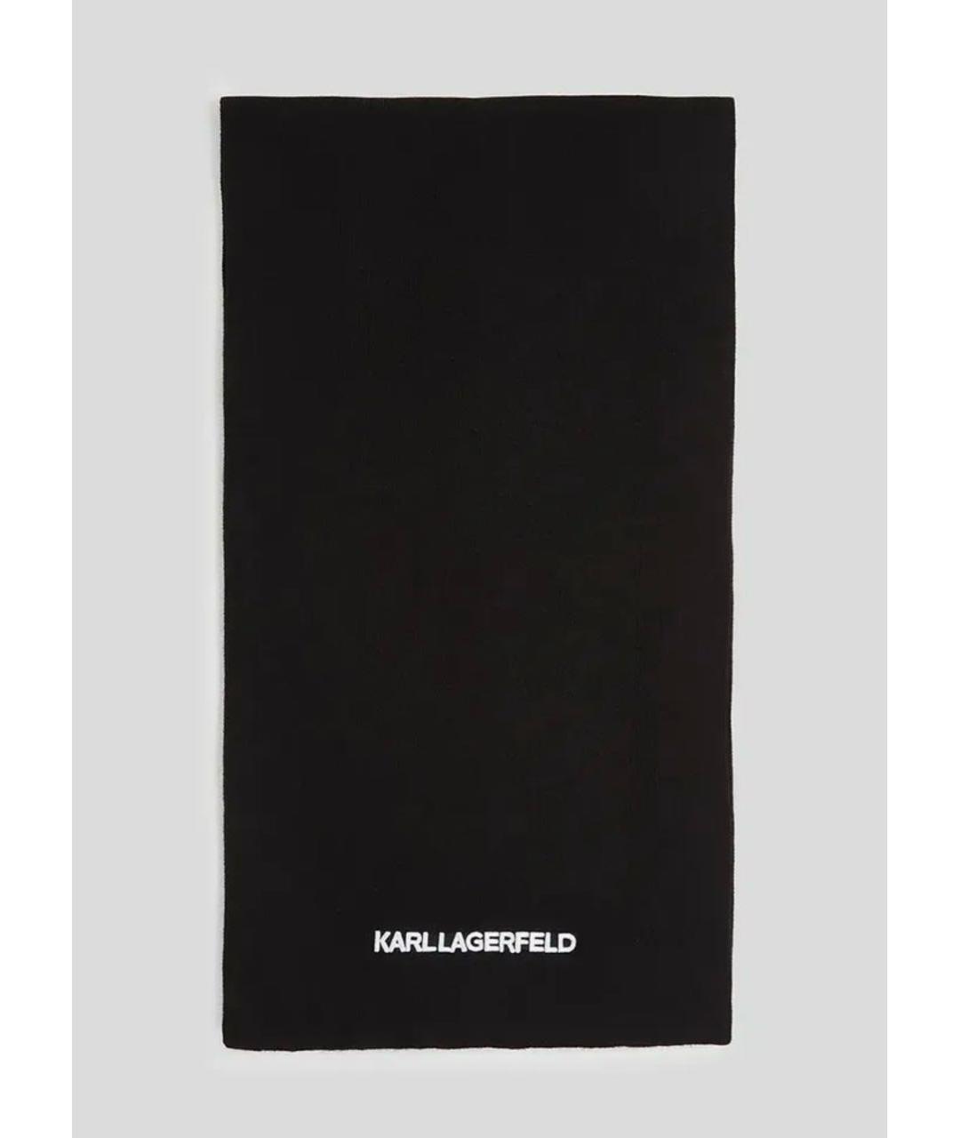 KARL LAGERFELD Черный шерстяной шарф, фото 5