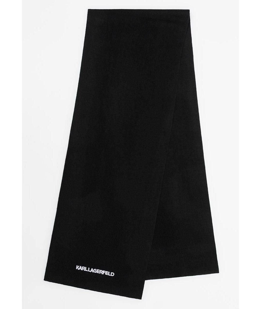 KARL LAGERFELD Черный шерстяной шарф, фото 2