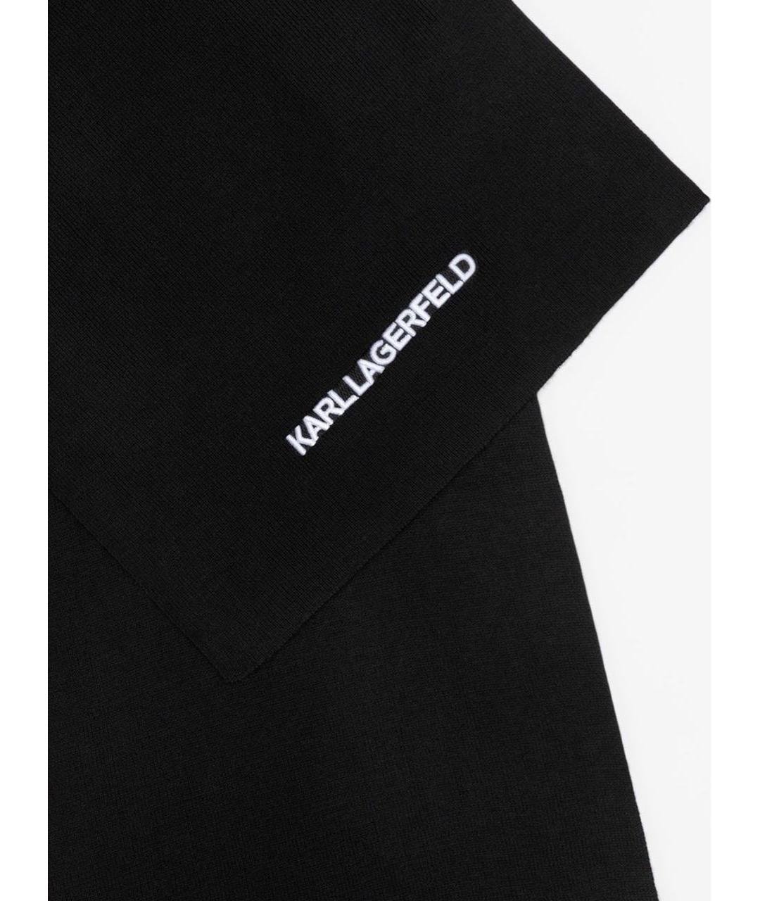 KARL LAGERFELD Черный шерстяной шарф, фото 4