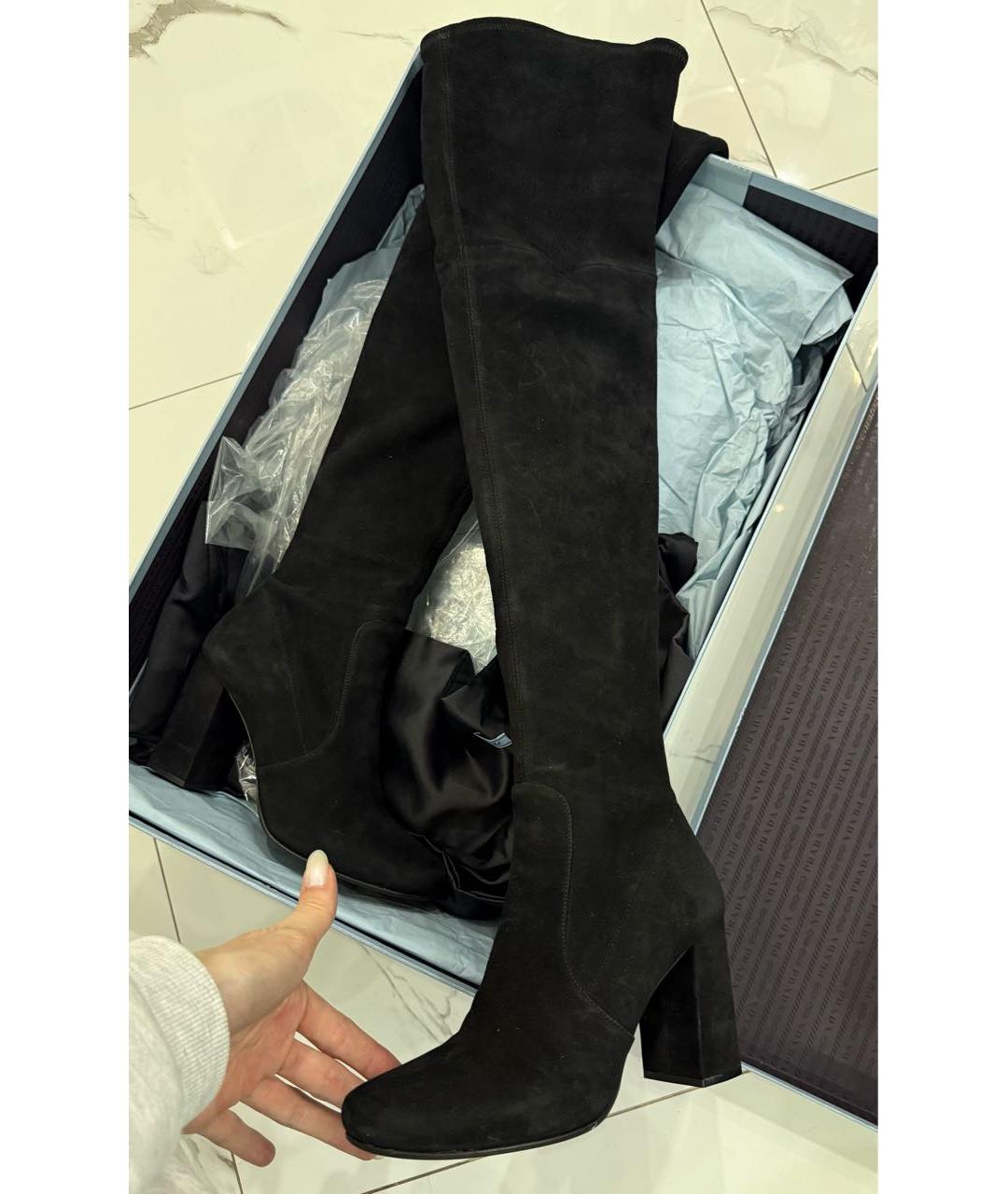 PRADA Черные замшевые ботфорты, фото 4