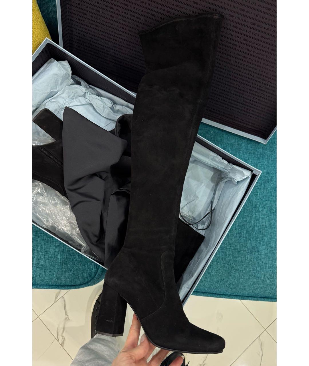 PRADA Черные замшевые ботфорты, фото 2