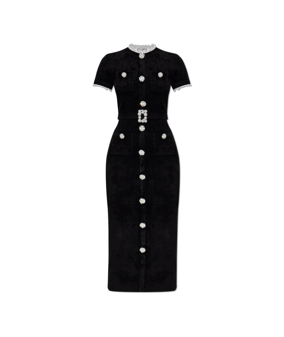 SELF-PORTRAIT Черное вискозное повседневное платье, фото 1