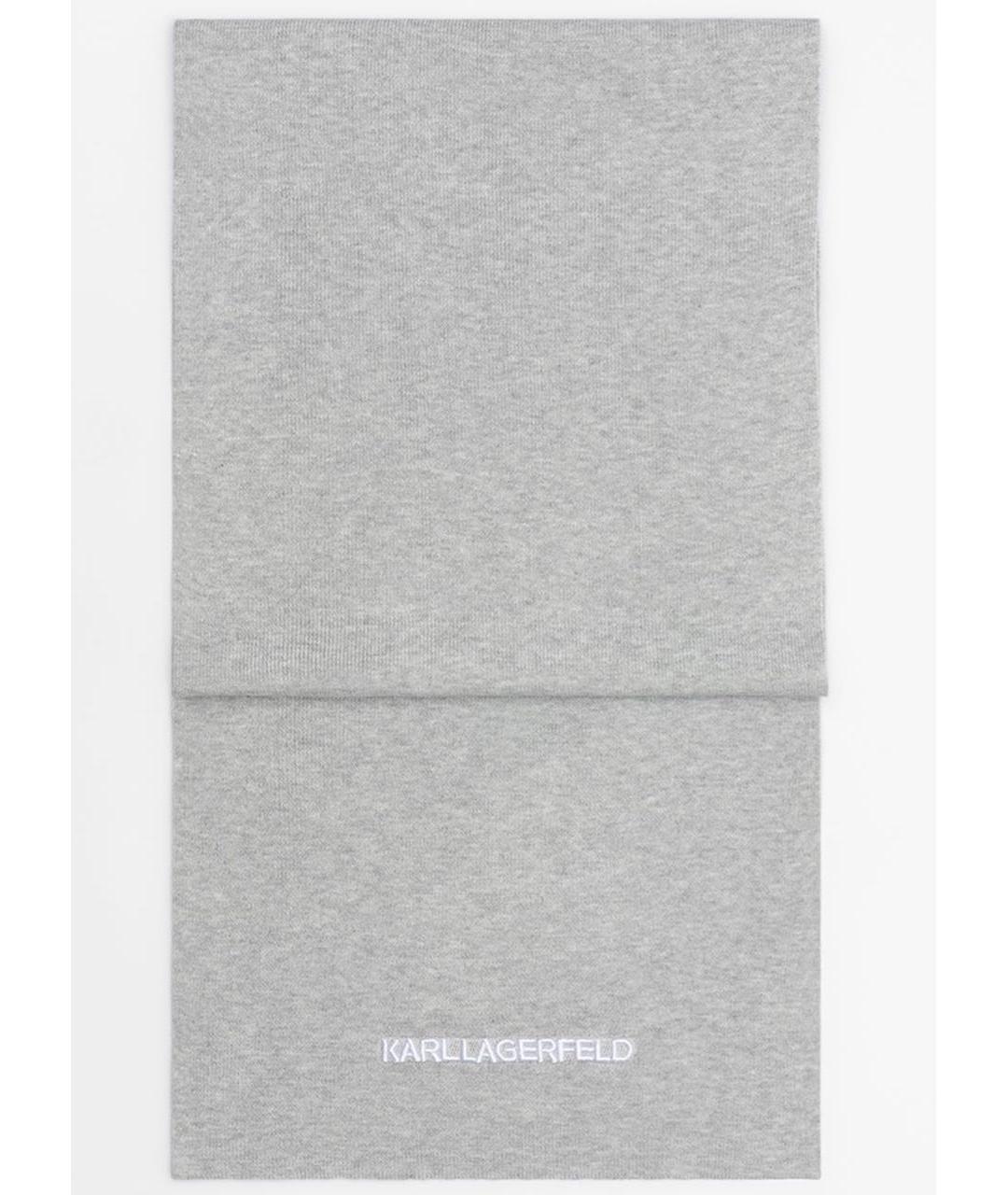KARL LAGERFELD Серый шерстяной шарф, фото 3