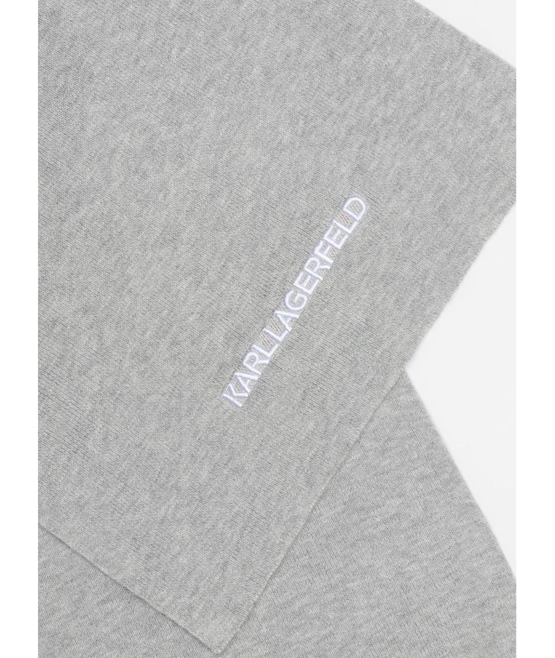 KARL LAGERFELD Серый шерстяной шарф, фото 4