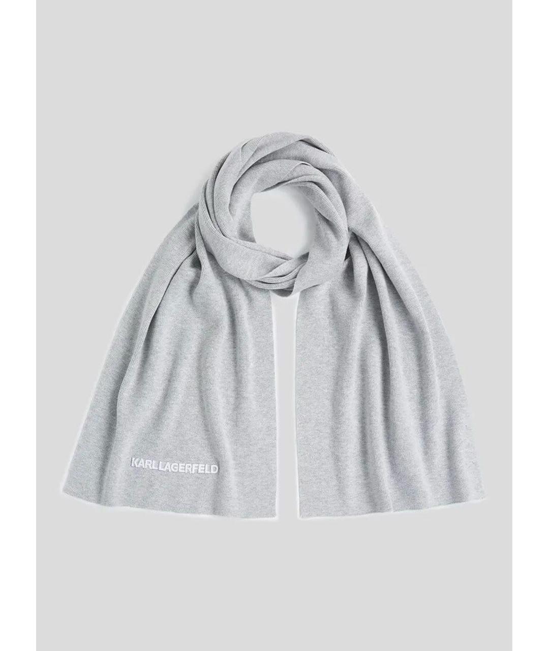 KARL LAGERFELD Серый шерстяной шарф, фото 2
