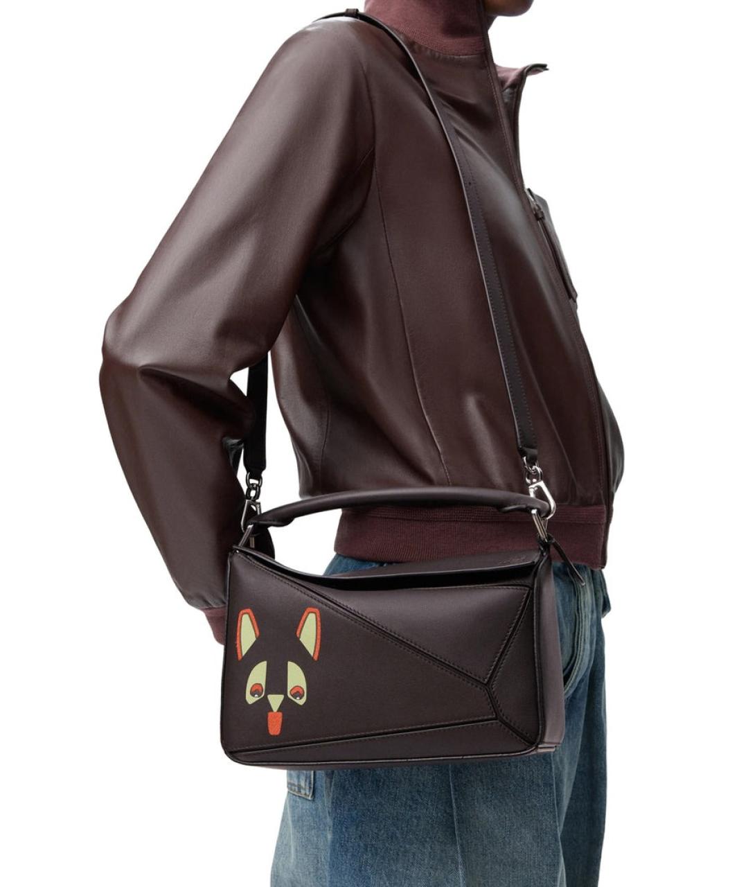 LOEWE Коричневая кожаная сумка через плечо, фото 2