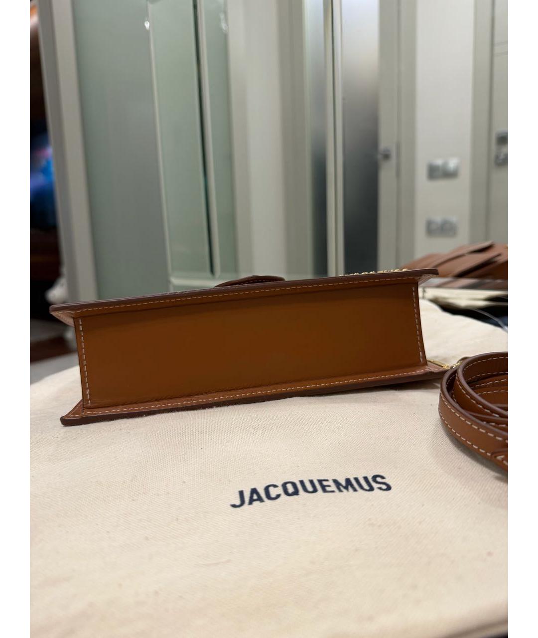 JACQUEMUS Коричневая кожаная сумка с короткими ручками, фото 5