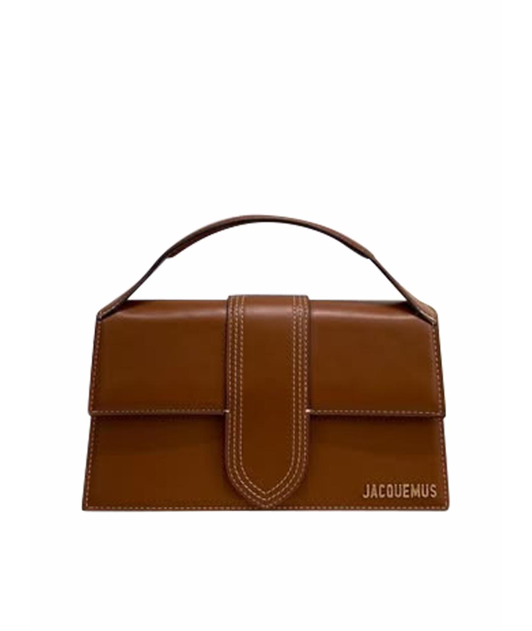 JACQUEMUS Коричневая кожаная сумка с короткими ручками, фото 1