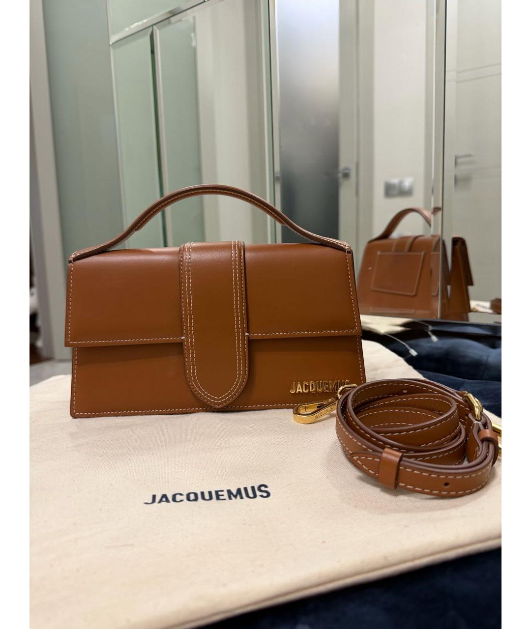 JACQUEMUS Коричневая кожаная сумка с короткими ручками, фото 8