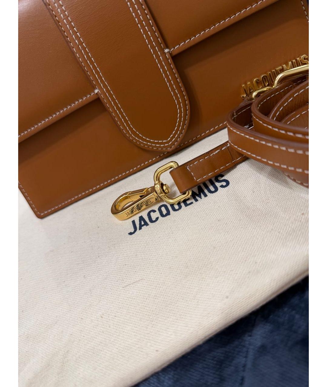 JACQUEMUS Коричневая кожаная сумка с короткими ручками, фото 6