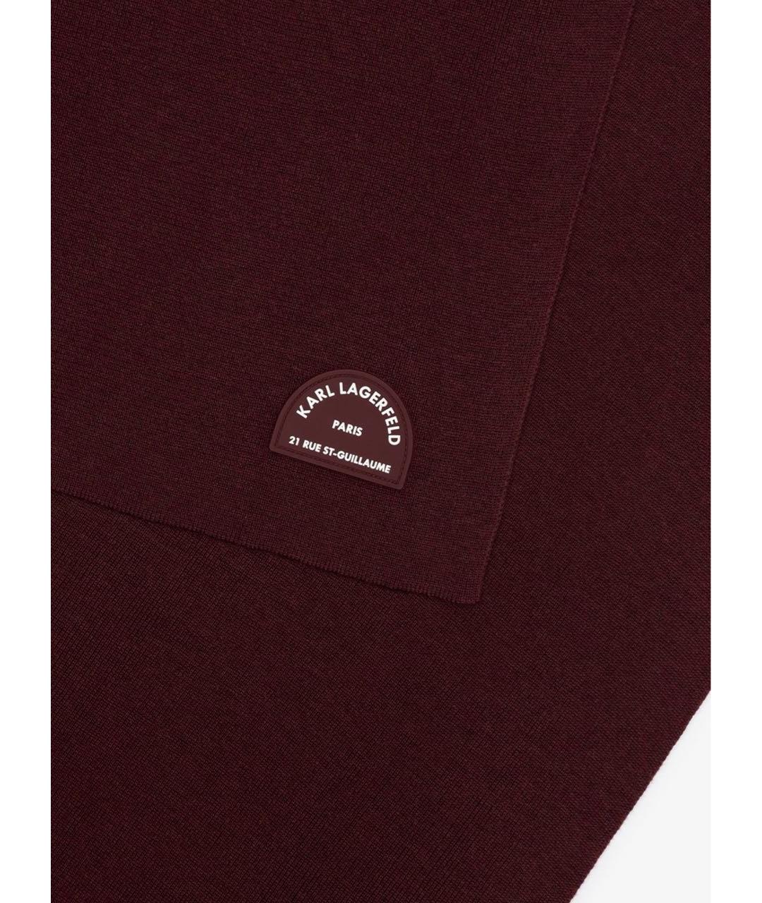 KARL LAGERFELD Бордовый шерстяной шарф, фото 3