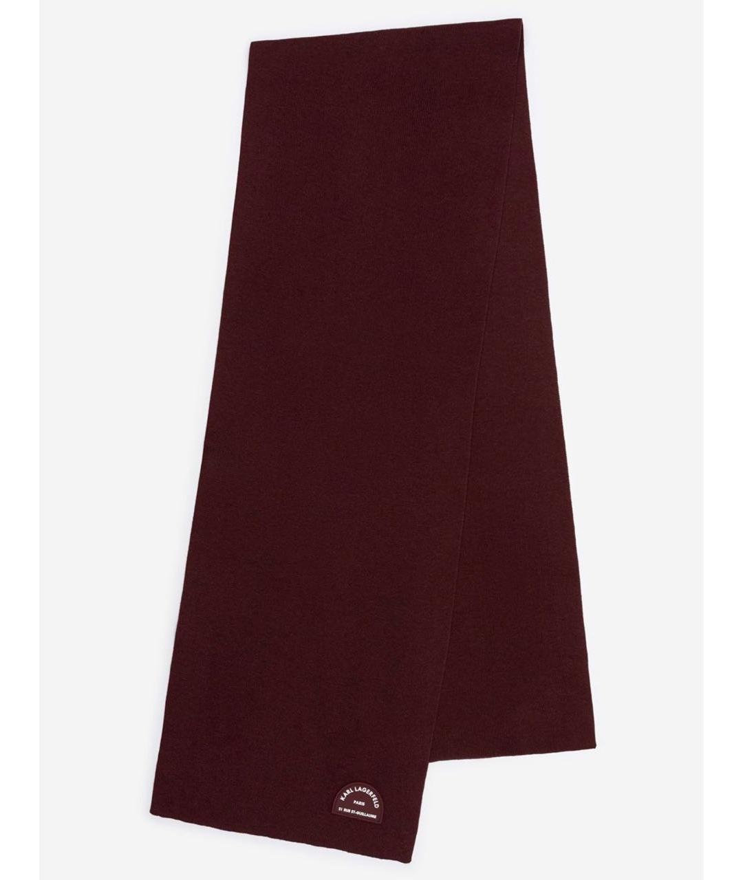 KARL LAGERFELD Бордовый шерстяной шарф, фото 2
