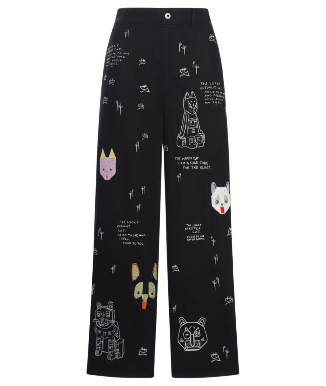 LOEWE Черные хлопковые прямые брюки, фото 1