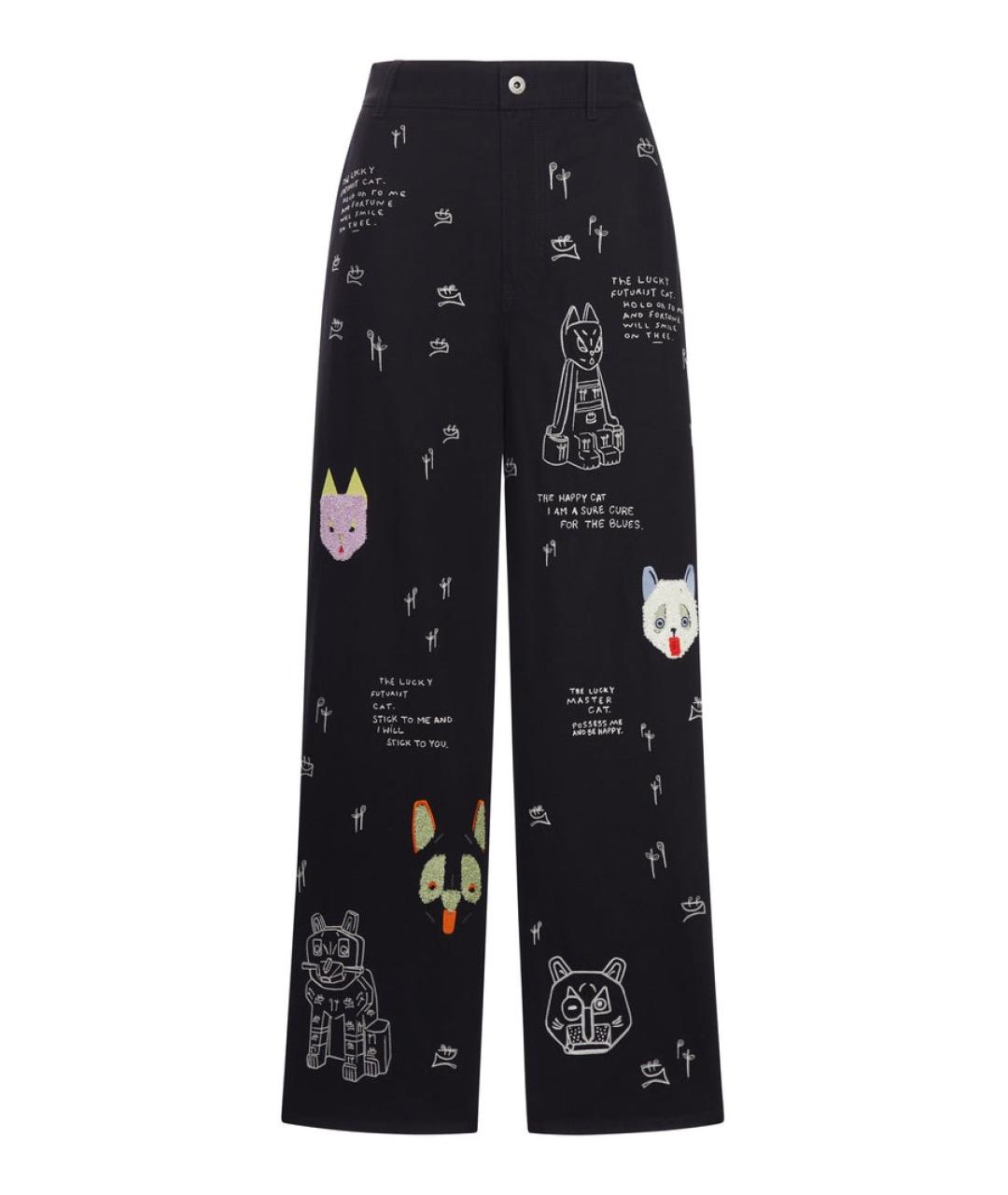 LOEWE Черные хлопковые прямые брюки, фото 3