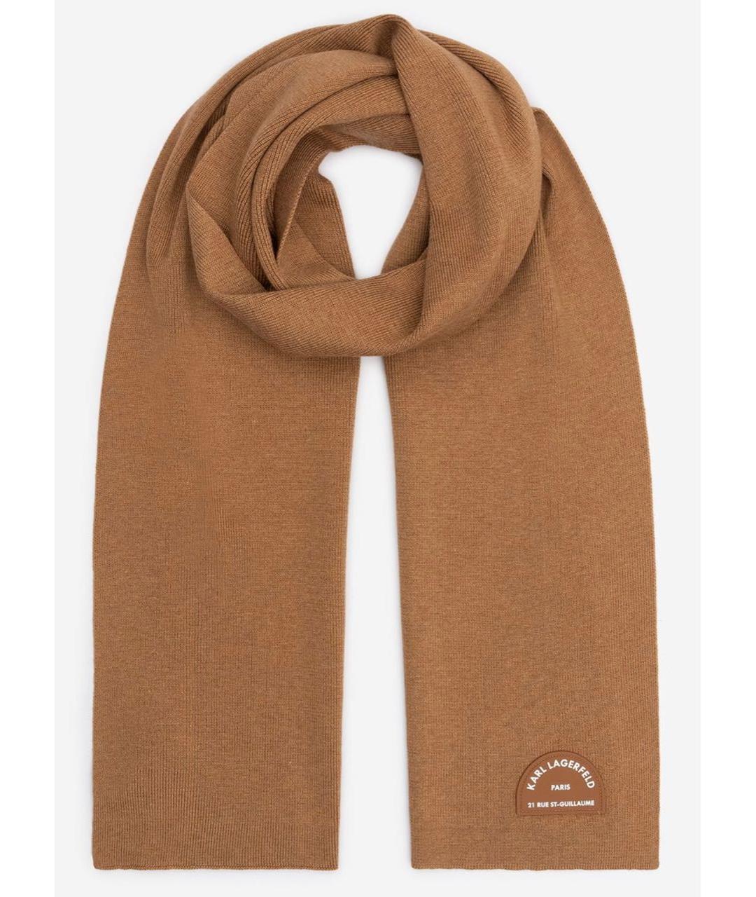 KARL LAGERFELD Коричневый шерстяной шарф, фото 4