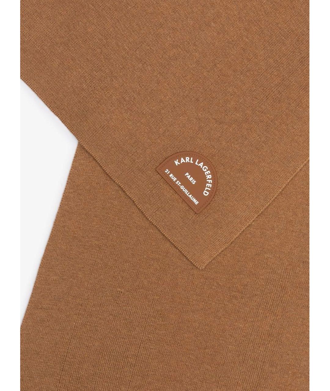 KARL LAGERFELD Коричневый шерстяной шарф, фото 3