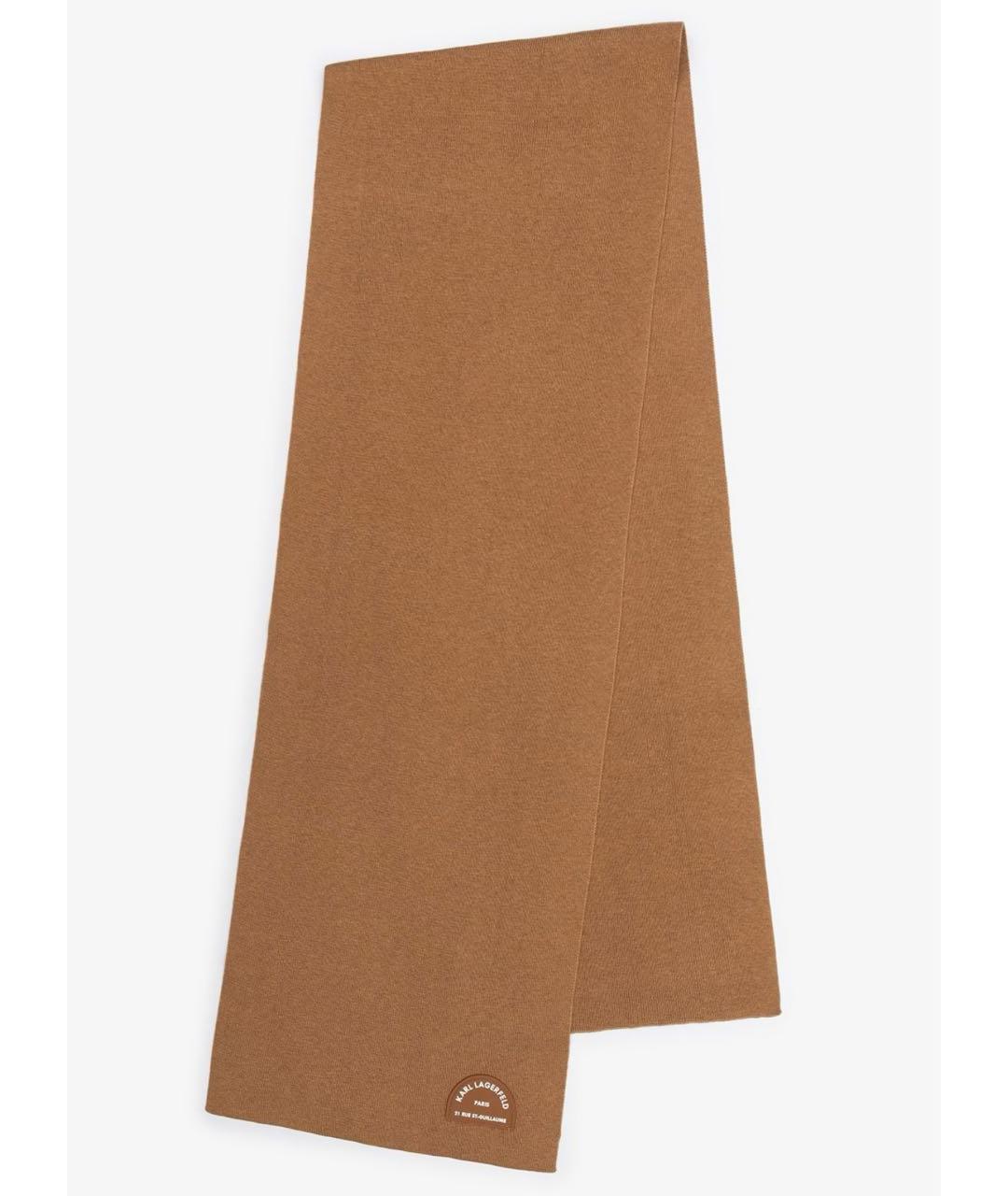 KARL LAGERFELD Коричневый шерстяной шарф, фото 2