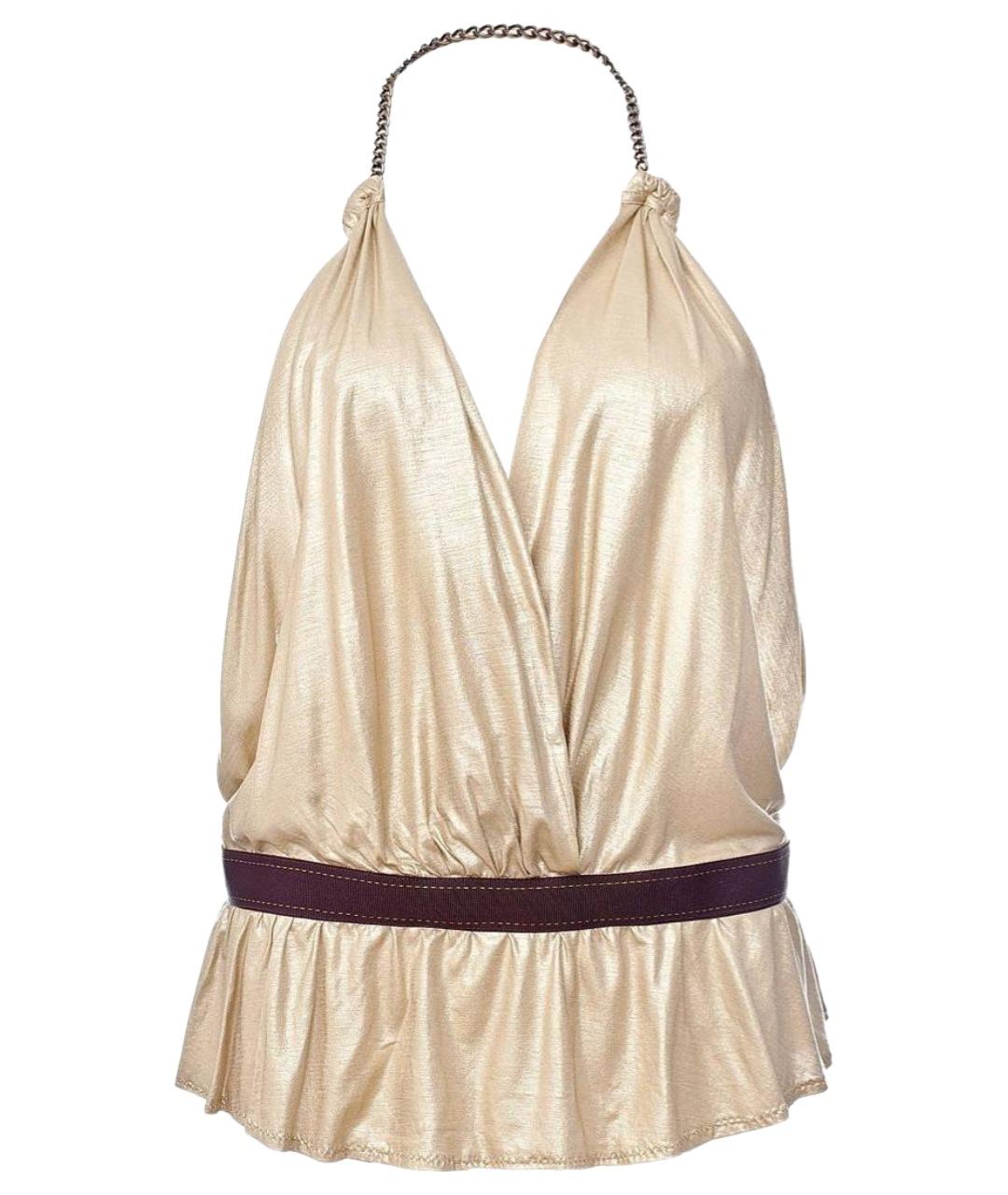 PINKO Золотая хлопковая майка, фото 1