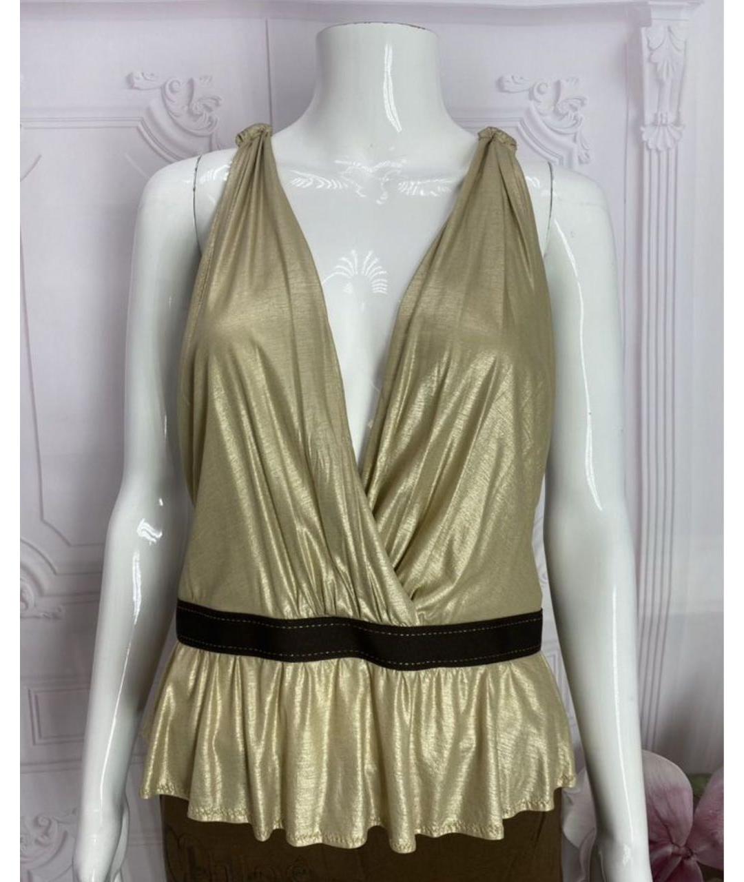 PINKO Золотая хлопковая майка, фото 5