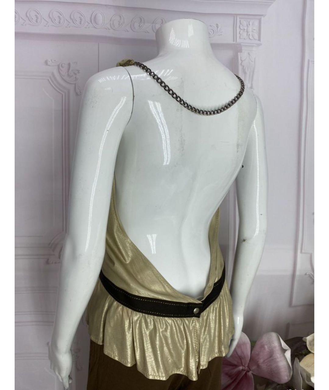 PINKO Золотая хлопковая майка, фото 6