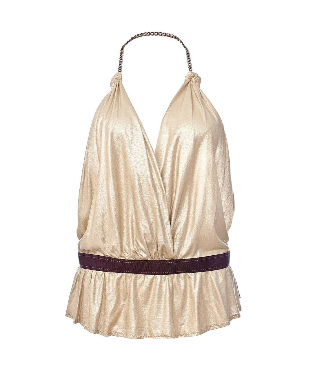 PINKO Золотая хлопковая майка, фото 9