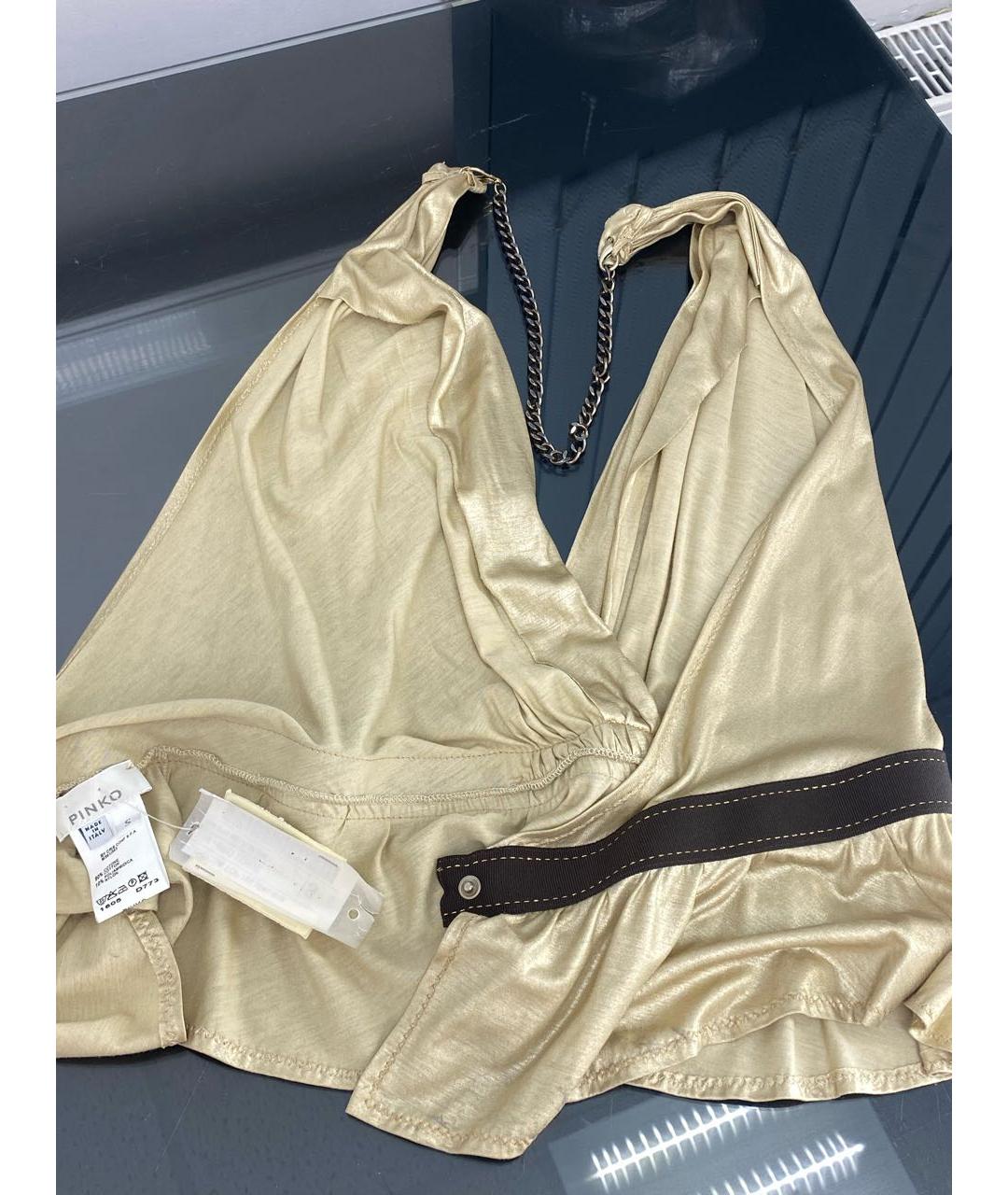 PINKO Золотая хлопковая майка, фото 3