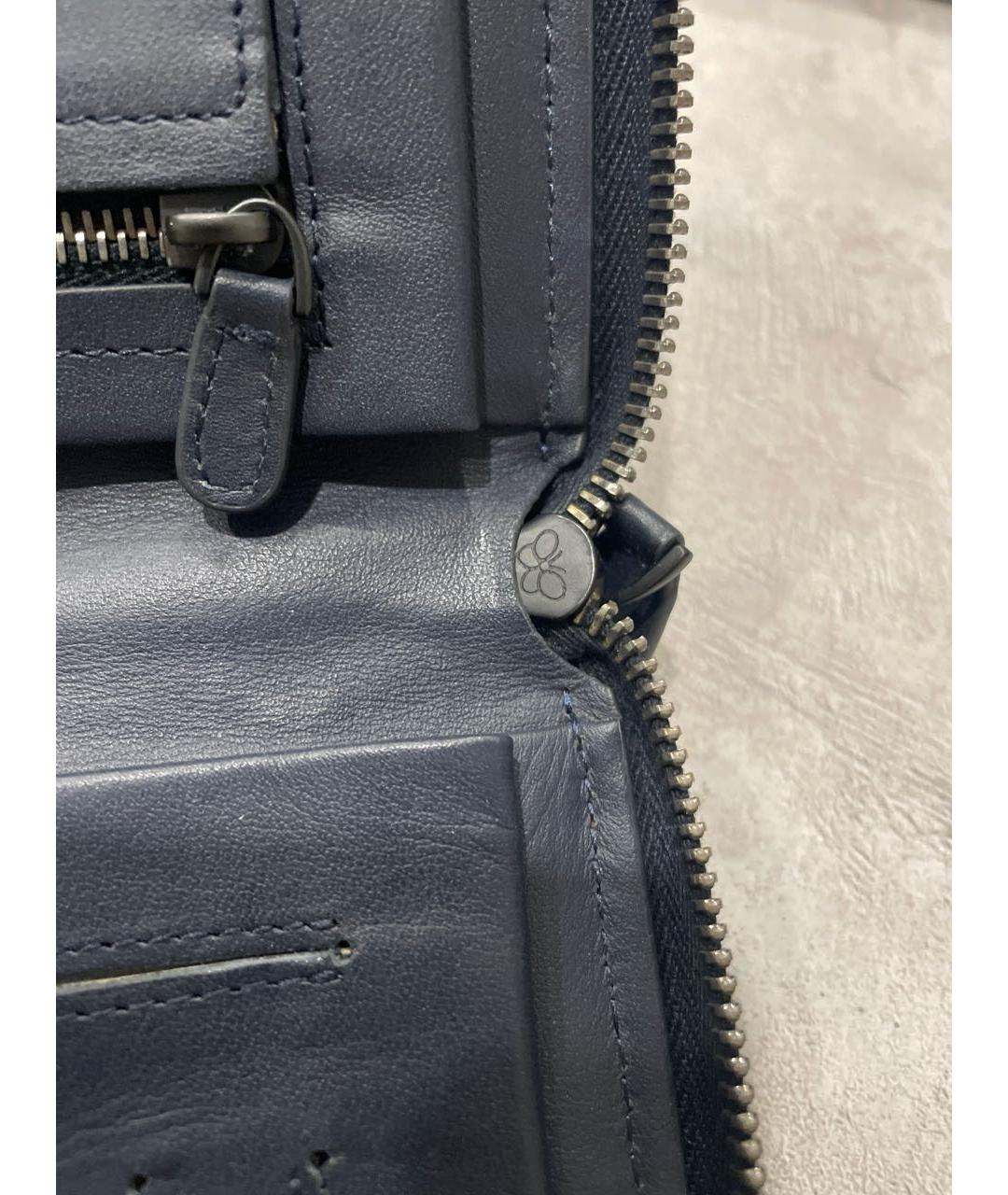 BOTTEGA VENETA Синий кожаный кошелек, фото 4