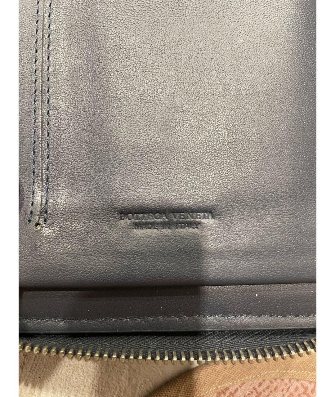 BOTTEGA VENETA Синий кожаный кошелек, фото 7