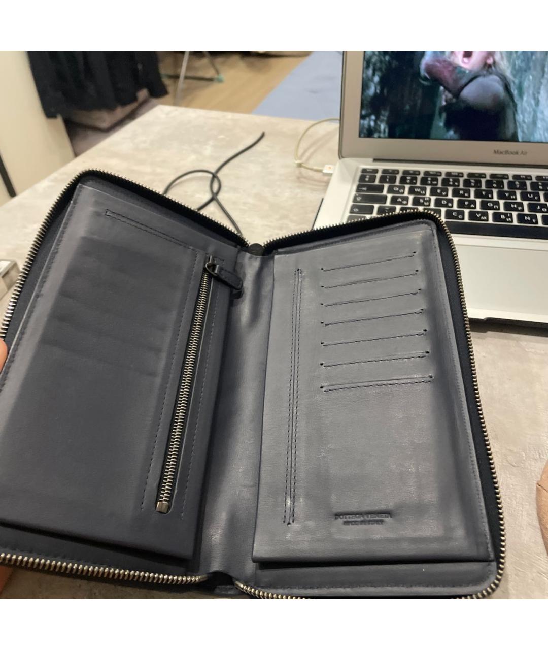 BOTTEGA VENETA Синий кожаный кошелек, фото 3