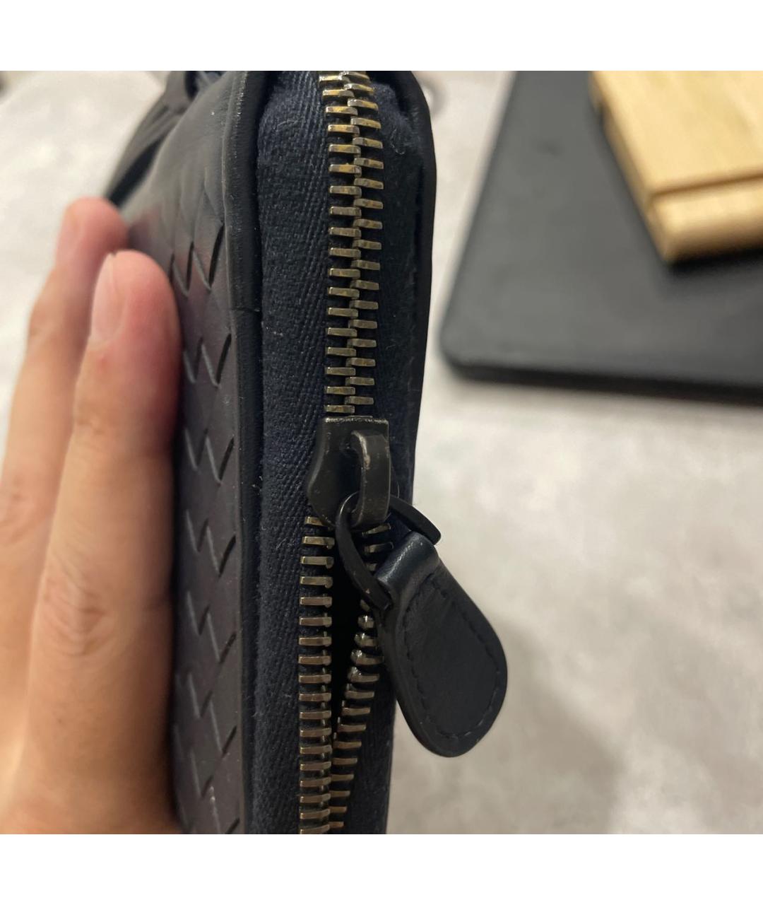 BOTTEGA VENETA Синий кожаный кошелек, фото 8