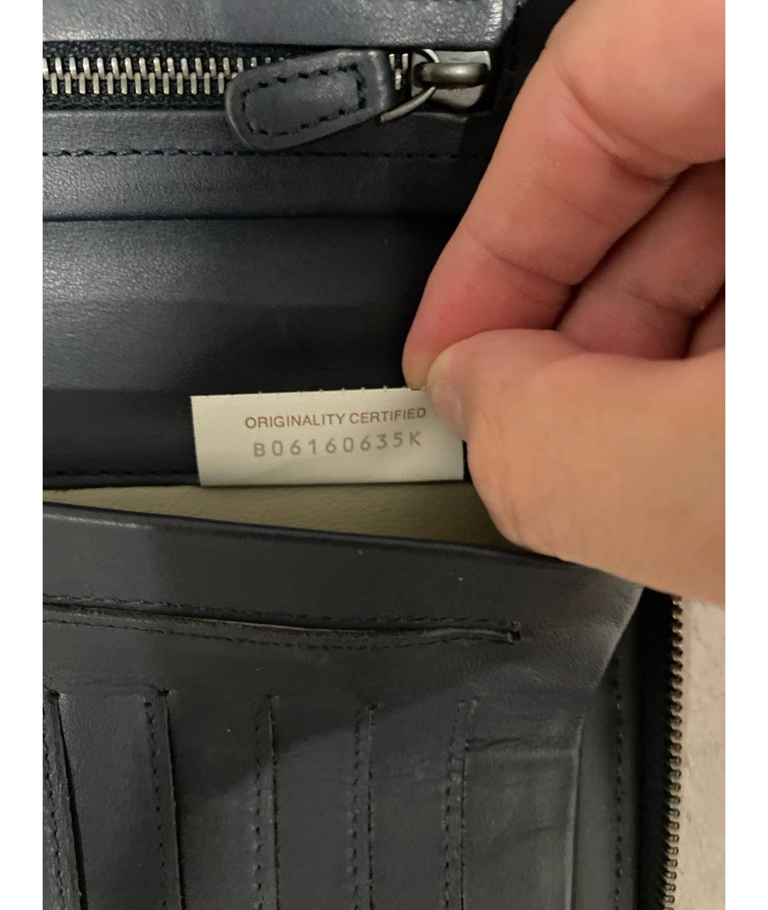 BOTTEGA VENETA Синий кожаный кошелек, фото 6