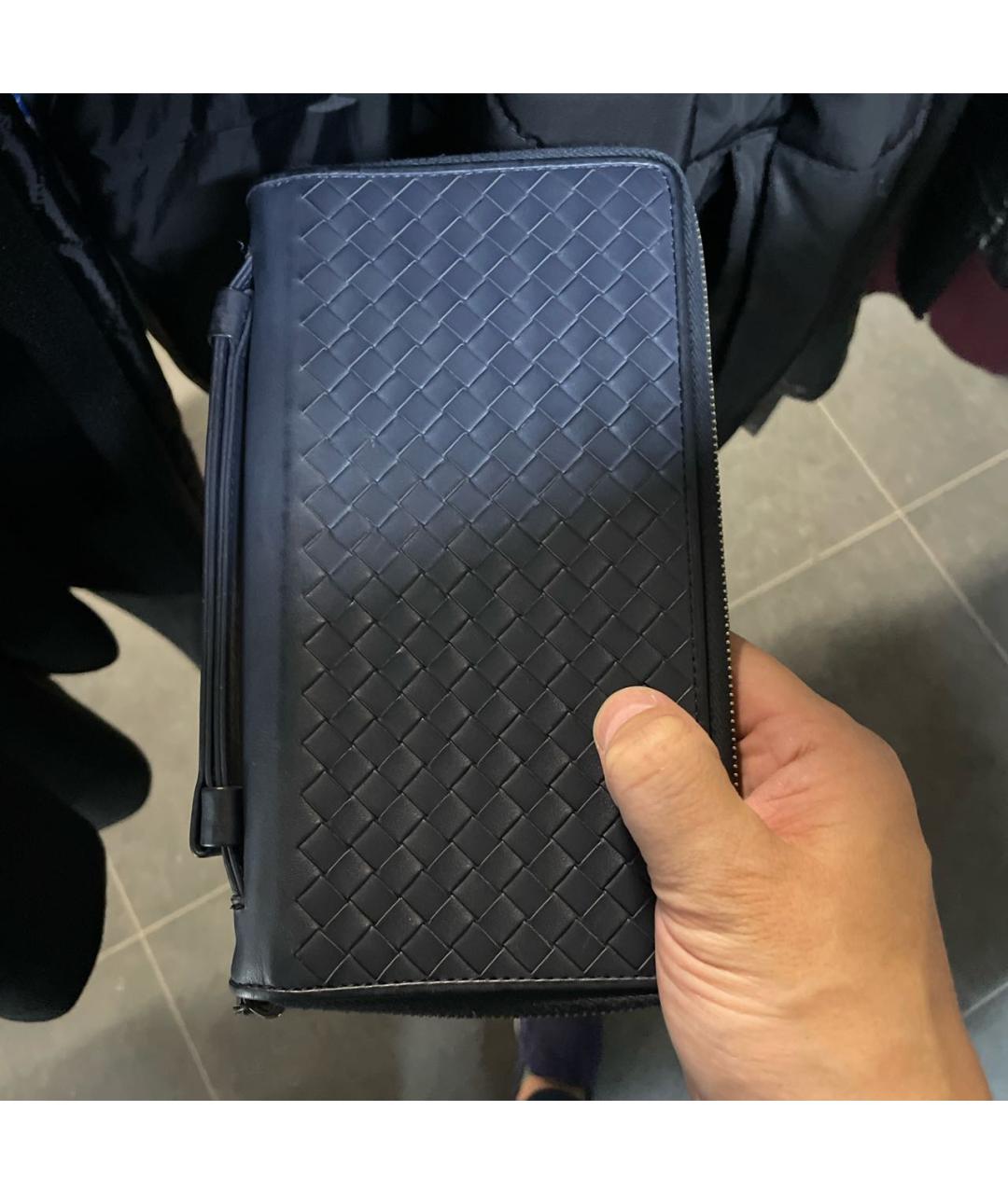 BOTTEGA VENETA Синий кожаный кошелек, фото 2