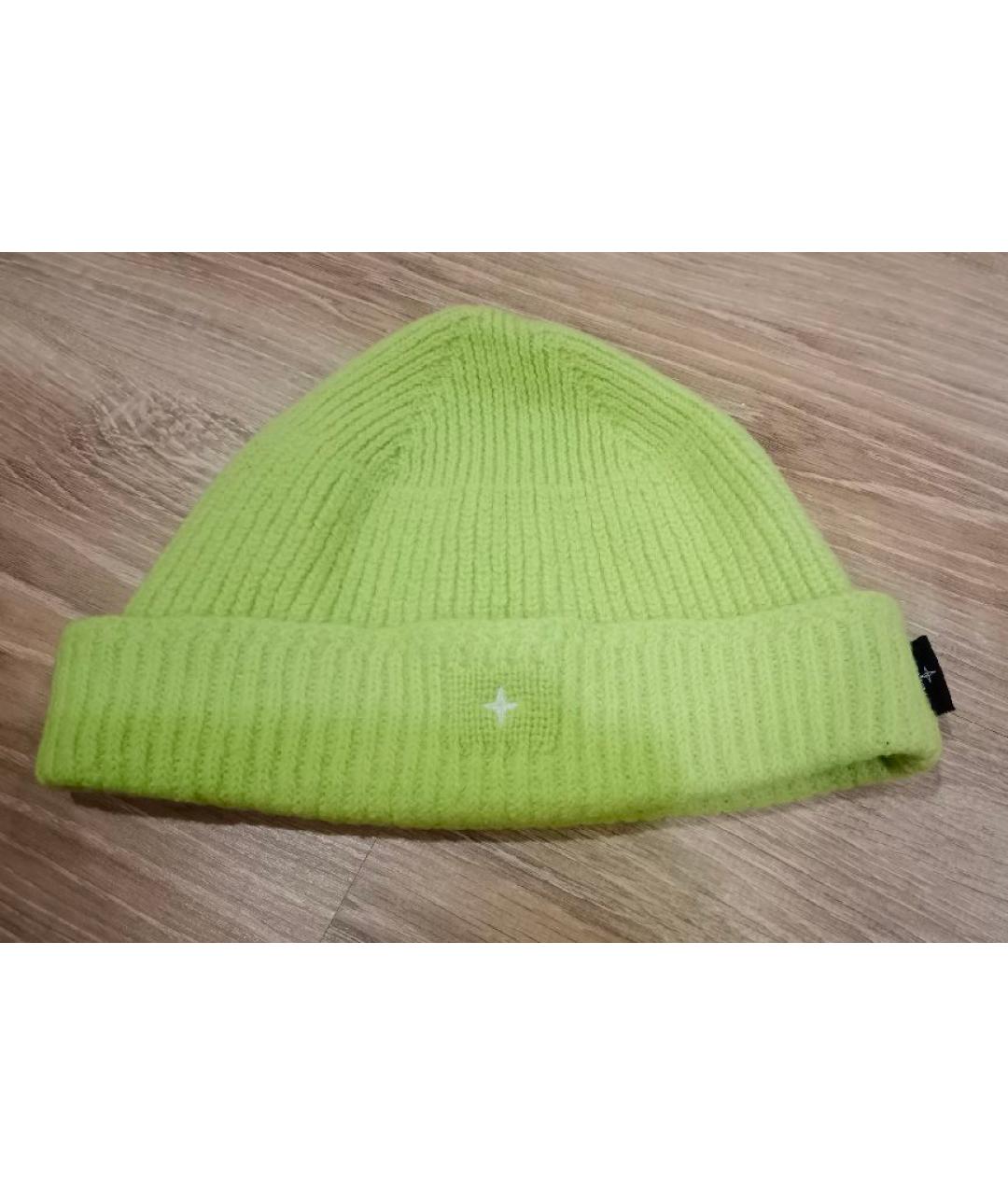 STONE ISLAND Салатовая шерстяная шапка, фото 6