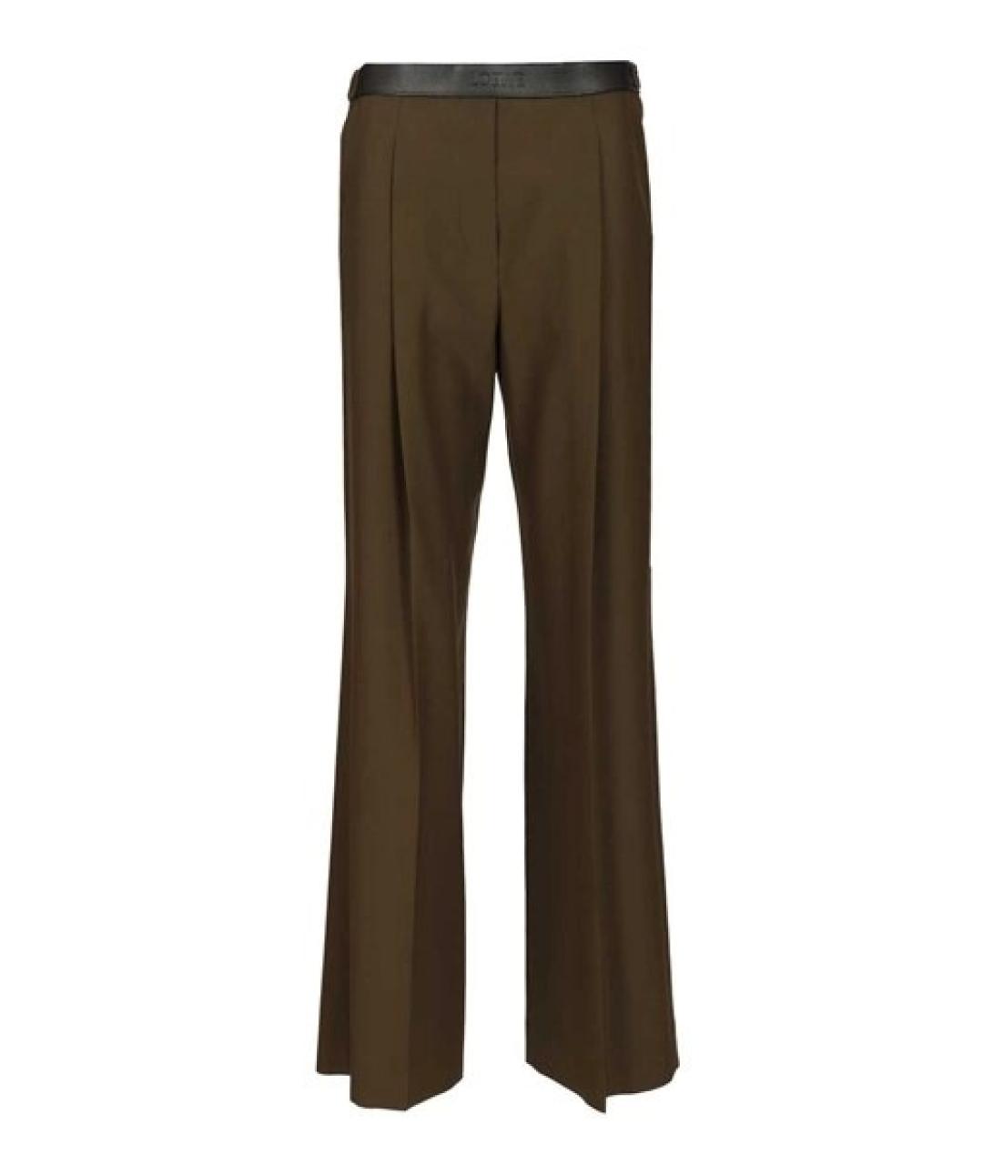 LOEWE Хаки хлопковые прямые брюки, фото 3