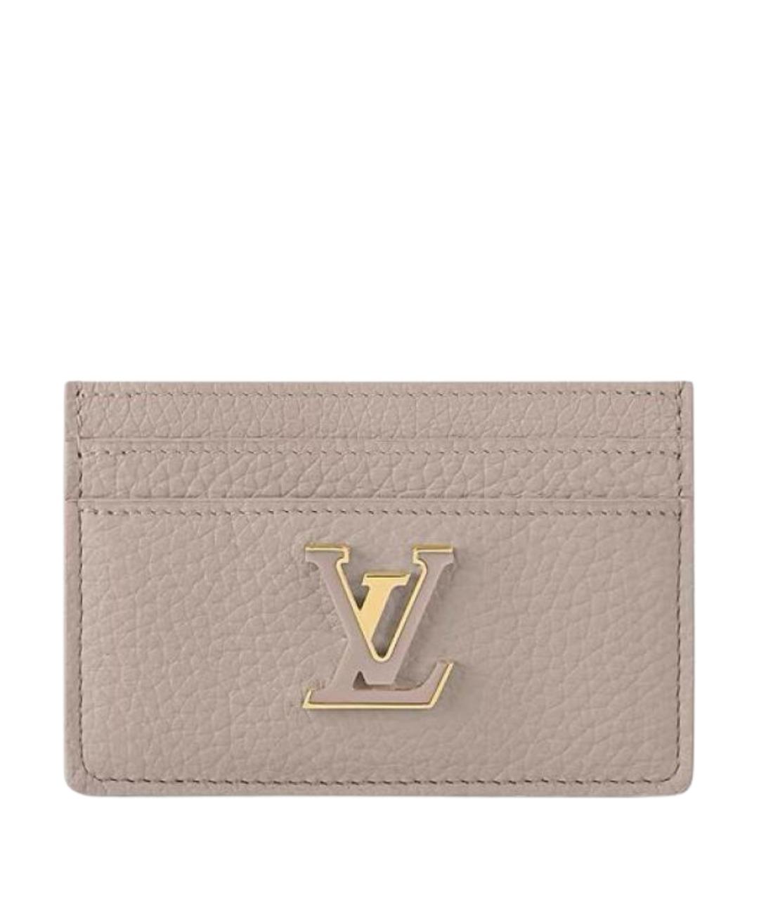 LOUIS VUITTON Бежевый кожаный кардхолдер, фото 1