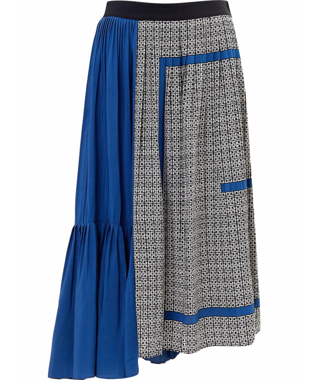 GIVENCHY Синяя шелковая юбка миди, фото 1